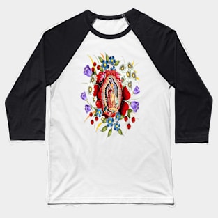 Our Lady of Guadalupe Mexican Virgin Mary Mexico Flowers Tilma Baseball T-Shirt